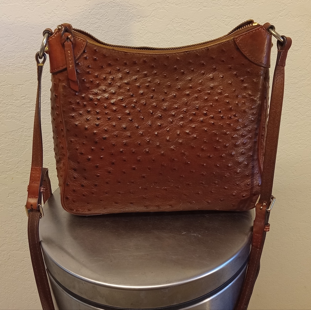 Dooney & Bourke Ostrich Leather Purse shoulder Bag  Handbag Crossbody Vintage - Picture 2 of 15